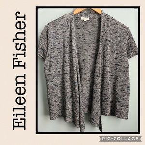 Eileen Fisher Open Front Short Sleeve Cardigan Size M